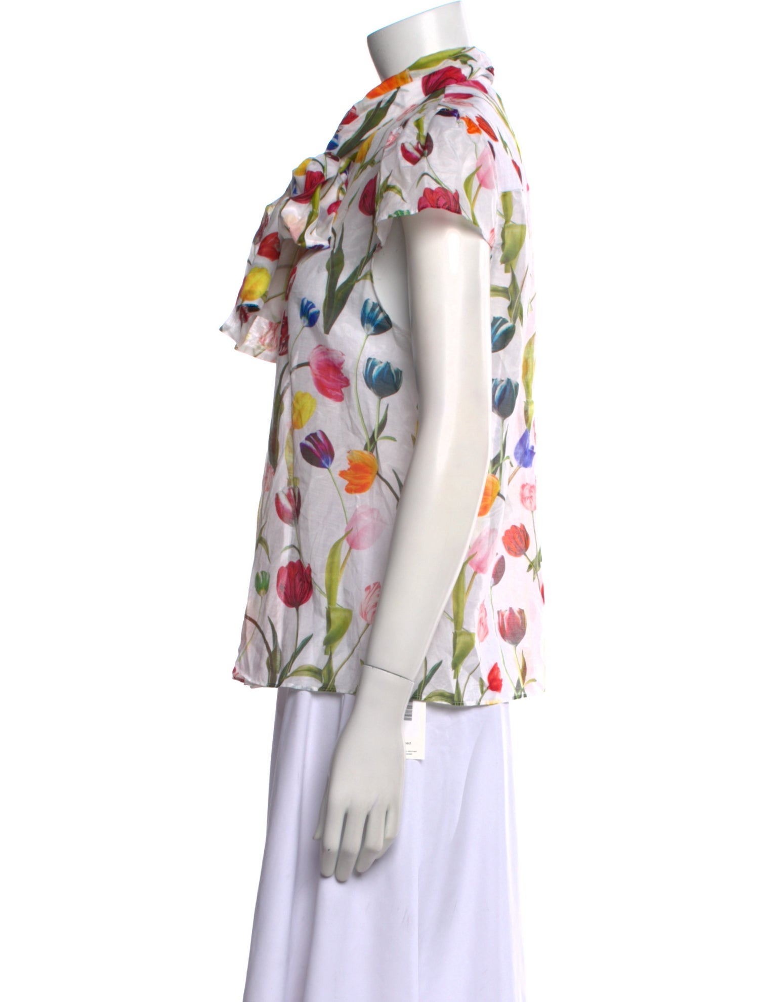 Alice + Olivia Printed Short Sleeve Button-Up Top